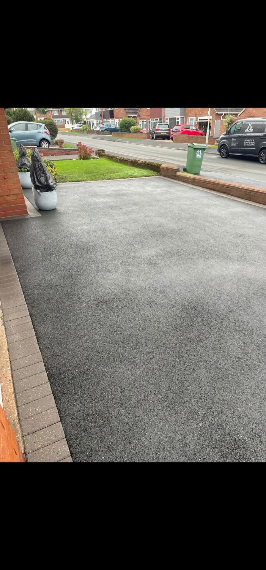 New charcoal block paved driveway completed at a local home
