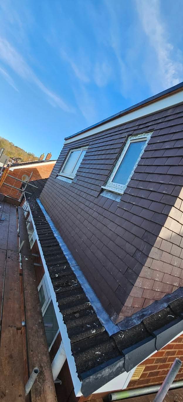 Completed pitched tile roof replacement on a Wolverhampton home